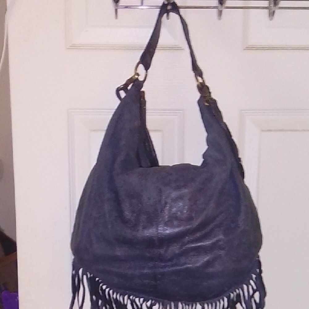 Lucky Brand Black Hobo Bag with Fringe - Picture 2 of 14